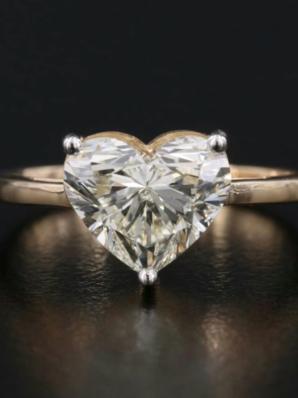 Natural 2.2 Carat Heart Brilliant 18KT yellow gold solitaire Diamond Ring